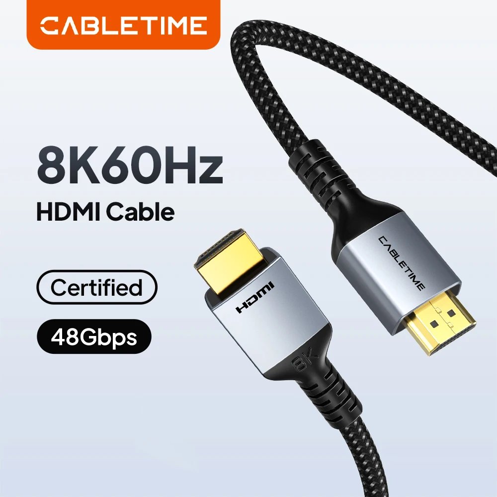CABLETIME 8K/60Hz 4K/120Hz 8K HDMI Cable HDMI-Compatible 2.1 for PS5 Xiaomi TV Box Ultra High Speed Certified 48Gbps
CABLETIME 8K/60Hz 4K/120Hz 8K HDMI Cable HDMI-Compatible 2.1 for PS5 Xiaomi TV Box Ultra High Speed Certified 48Gbps