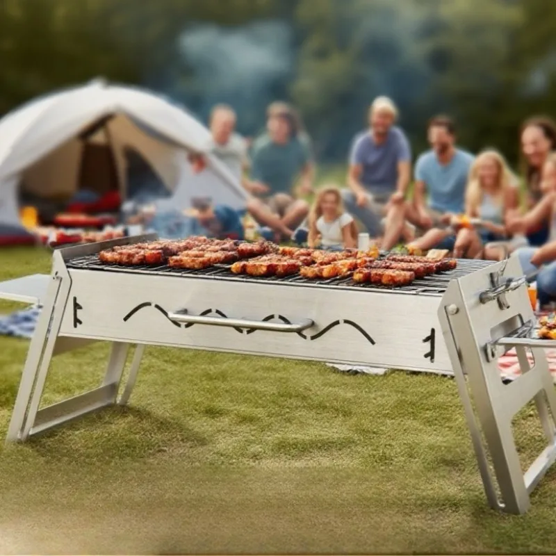 Outdoor Picnic Camping Grill Thickened Stainless Steel Simple Folding Charcoal Barbecue Grill Household Camp Cooking Supplies
Outdoor Picnic Camping Grill Thickened Stainless Steel Simple Folding Charcoal Barbecue Grill Household Camp Cooking Supplies
