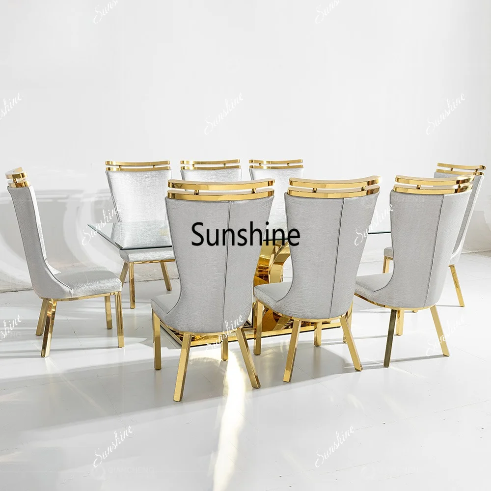 Factory Modern Home Stainless Steel Gold Frame Dining Table Set Furniture Luxury Dining Table 6 Chairs
Factory Modern Home Stainless Steel Gold Frame Dining Table Set Furniture Luxury Dining Table 6 Chairs