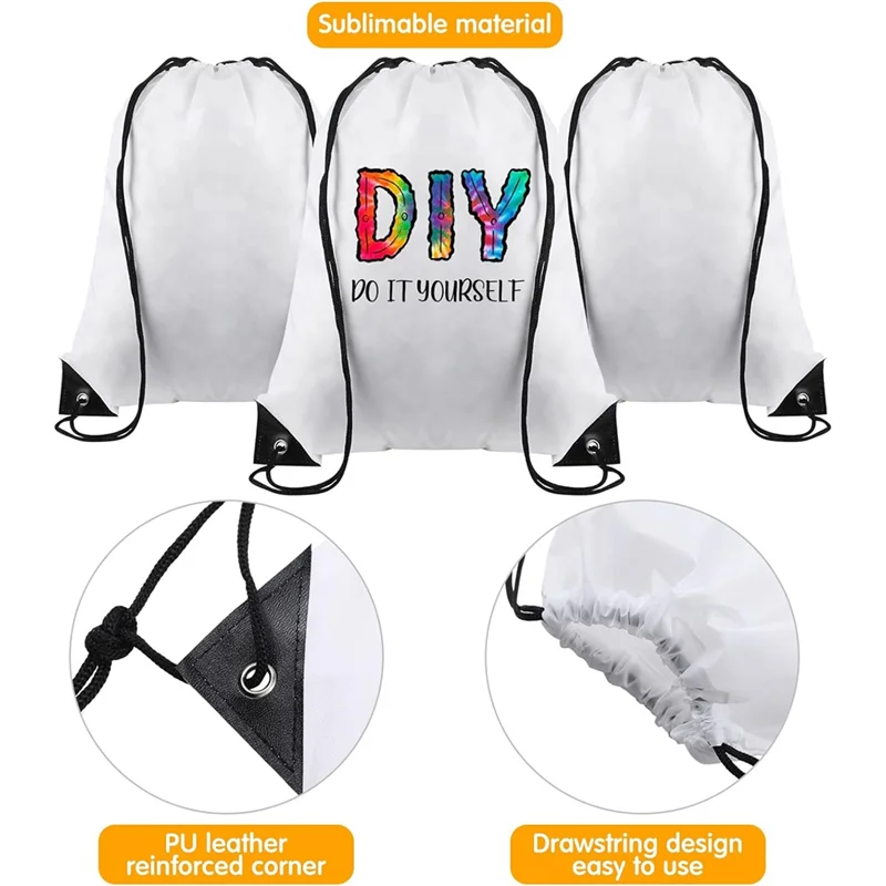 New 30 PCS Blank Sublimation Drawstring Bags White Oxford Cloth Reusable Cinch Bag Sackpack
New 30 PCS Blank Sublimation Drawstring Bags White Oxford Cloth Reusable Cinch Bag Sackpack