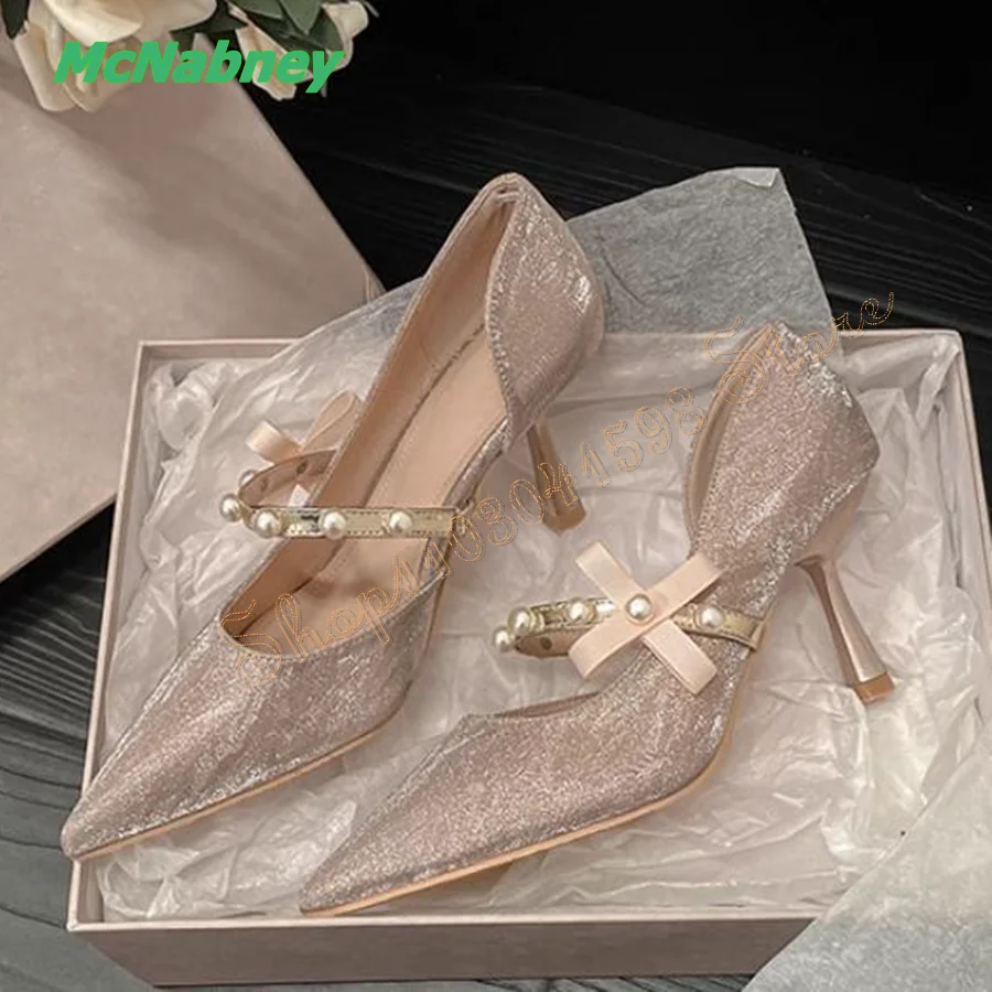 BlingBling Pointed Toe Pumps Pearl Bow Stiletto Women's Shoes Wedding Party HIgh Heels Plus Size 2024 New Zapatos Para Mujere
BlingBling Pointed Toe Pumps Pearl Bow Stiletto Women's Shoes Wedding Party HIgh Heels Plus Size 2024 New Zapatos Para Mujere