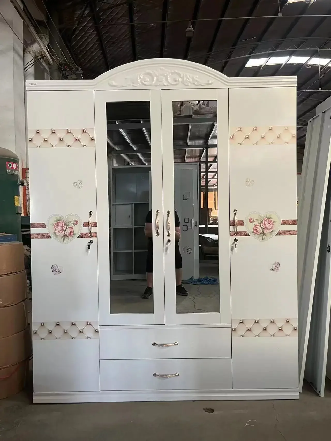 Cupboard Home Bedroom Furniture Steel Almirah Lemari Pakaian Besi Armario Metal Print Cabinet 4 Door Wardrobe With Mirror
Cupboard Home Bedroom Furniture Steel Almirah Lemari Pakaian Besi Armario Metal Print Cabinet 4 Door Wardrobe With Mirror