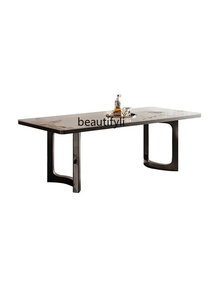 Light Luxury Stone Plate Dining-Table Chair Combination Italian Minimalist Household Restaurant High-End Designer High Sense 
Light Luxury Stone Plate Dining-Table Chair Combination Italian Minimalist Household Restaurant High-End Designer High Sense
