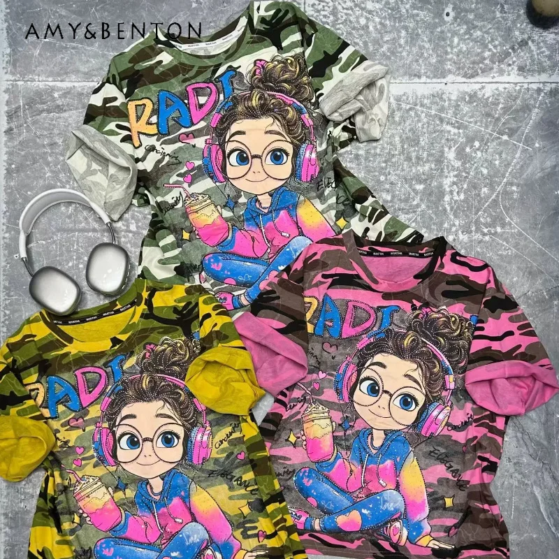 Summer Tees Heavy Industry Shiny Rhinestone Cartoon Girl Print Loose Mid Length Crew Neck Short Sleeves Casual T Shirt For Women
Summer Tees Heavy Industry Shiny Rhinestone Cartoon Girl Print Loose Mid Length Crew Neck Short Sleeves Casual T Shirt For Women