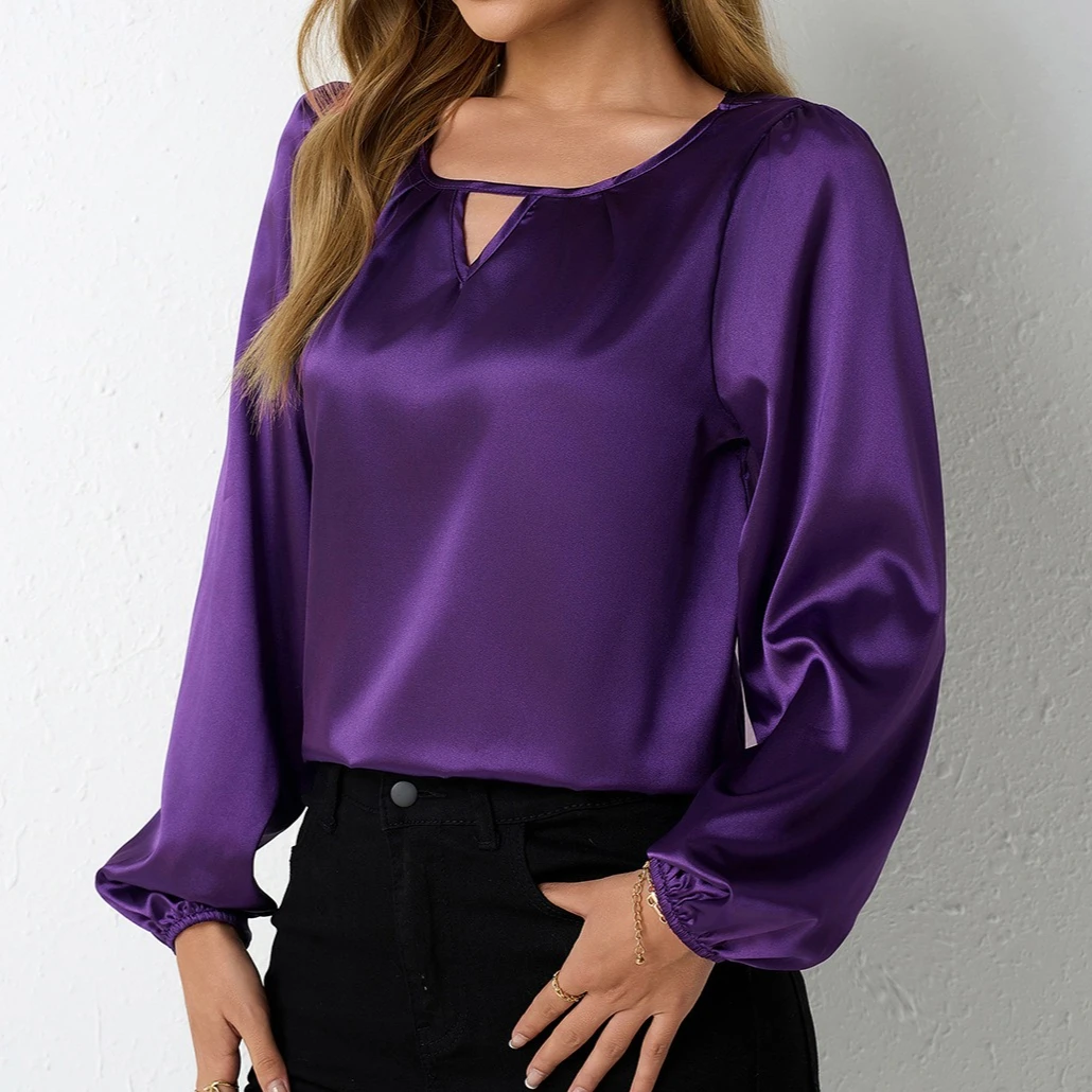 Loose Summer Ladies Pullover Shirts Tops Women's Long Sleeve Solid Color Satin Shirt Sexy V-neck Casual
Loose Summer Ladies Pullover Shirts Tops Women's Long Sleeve Solid Color Satin Shirt Sexy V-neck Casual