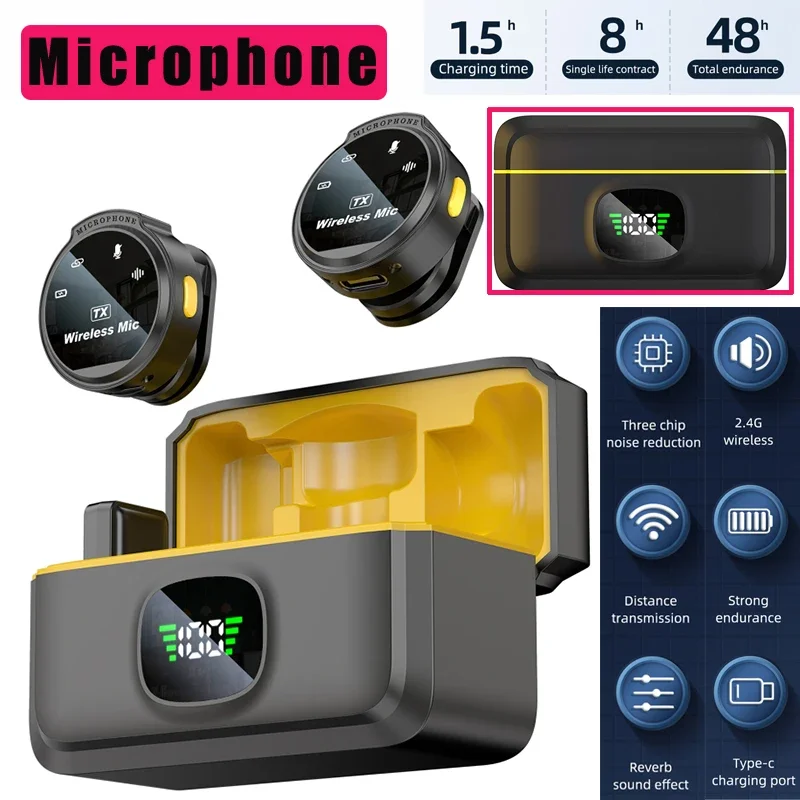 Беспроводной микрофон, магнитный, длительный срок службы батареи, шумоподавление, петличные наушники для мобильного телефона/камеры/компьютера iOS Type-C
Беспроводной микрофон, магнитный, длительный срок службы батареи, шумоподавление, петличные наушники для мобильного телефона/камеры/компьютера iOS Type-C