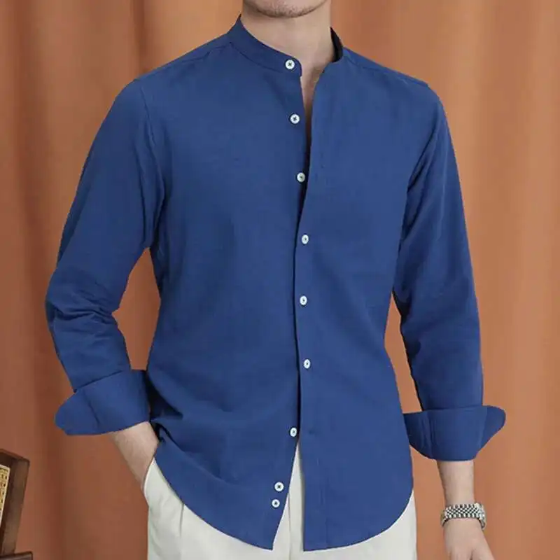 High Quality Cotton Linen Stand Collar Shirt Men Long Sleeve Blue Green White Breathable Shirt Business British Solid DressTop
High Quality Cotton Linen Stand Collar Shirt Men Long Sleeve Blue Green White Breathable Shirt Business British Solid DressTop
