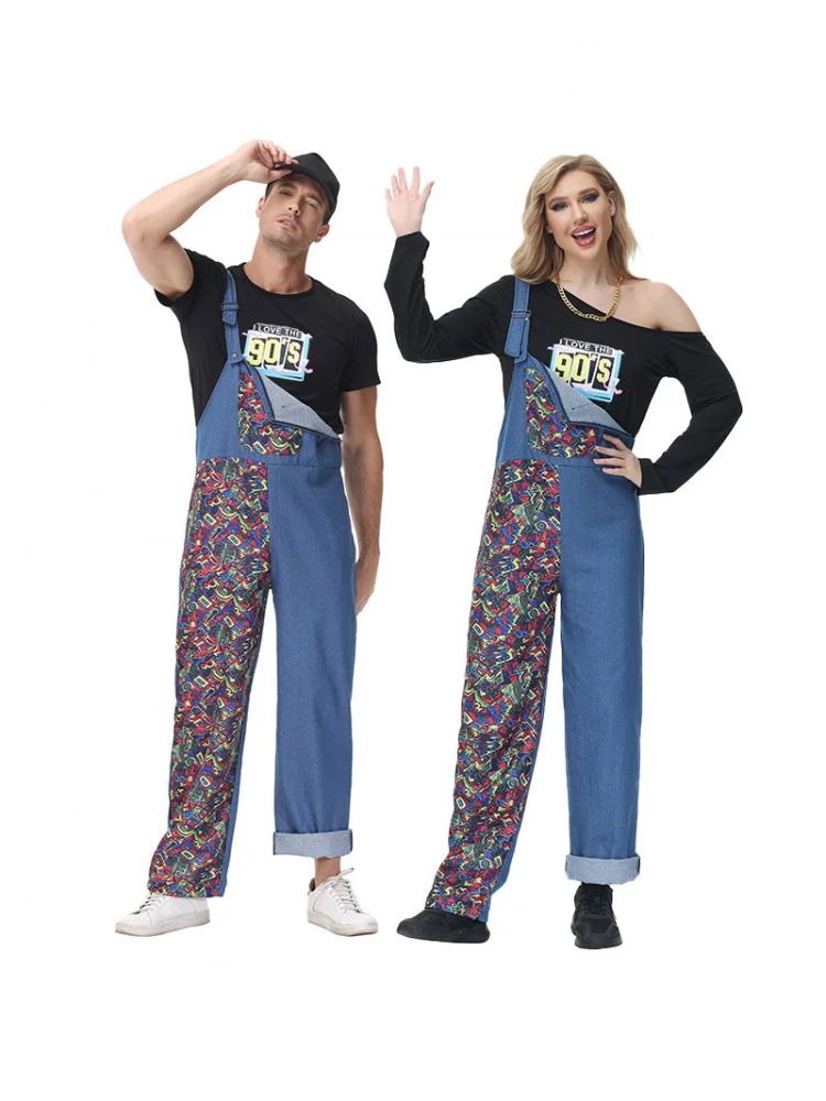 Halloween Couple Super Print Denim Overalls Hip Hop Disco Cosplay Clothes Women's Ethnic Costume Summer New Arrival
Halloween Couple Super Print Denim Overalls Hip Hop Disco Cosplay Clothes Women's Ethnic Costume Summer New Arrival
