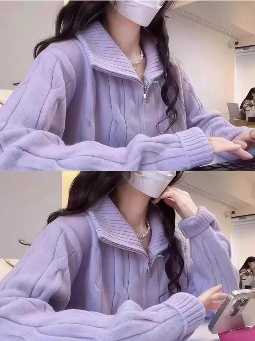 Новый женский осенне-зимний кардиган-свитер с высоким воротником на молнии, спиральный узор, цвет сиреневый, вязаный, открытый, топ-кардиган
Новый женский осенне-зимний кардиган-свитер с высоким воротником на молнии, спиральный узор, цвет сиреневый, вязаный, открытый, топ-кардиган