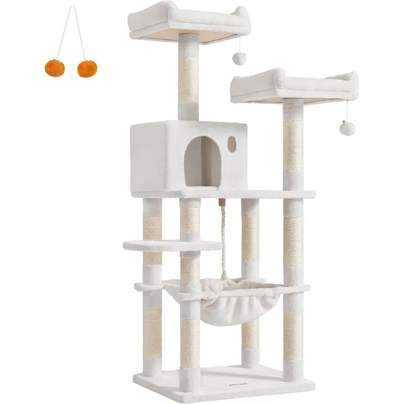 Cat Tree, 56.3-Inch Cat Tower for Indoor Cats, Multi-Level Cat Condo with 11 Scratching Posts, 2 Perches, Cave,
Cat Tree, 56.3-Inch Cat Tower for Indoor Cats, Multi-Level Cat Condo with 11 Scratching Posts, 2 Perches, Cave,