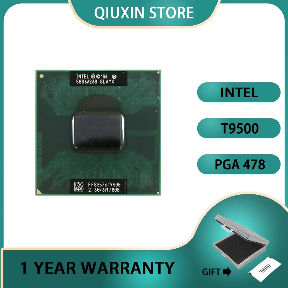 Intel Core 2 Duo T9500 SLAQH SLAYXGHz Dual-Core Dual-Thread PGA478 CPU Processor 6M 35W 2.6
Intel Core 2 Duo T9500 SLAQH SLAYXGHz Dual-Core Dual-Thread PGA478 CPU Processor 6M 35W 2.6