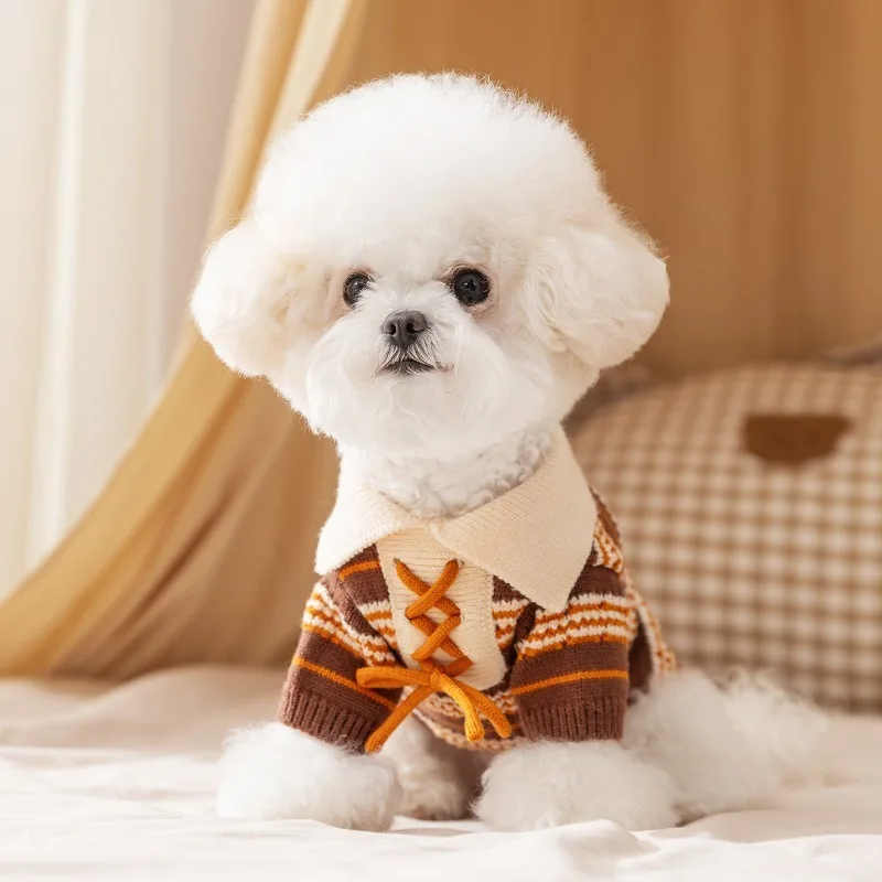 Dog Sweater Color Block Striped Knit Polo Neck Two Legs Stretch Warm Pullover For Small Dogs Bichon Teddy Puppy Clothes Cozy Pet 
Dog Sweater Color Block Striped Knit Polo Neck Two Legs Stretch Warm Pullover For Small Dogs Bichon Teddy Puppy Clothes Cozy Pet
