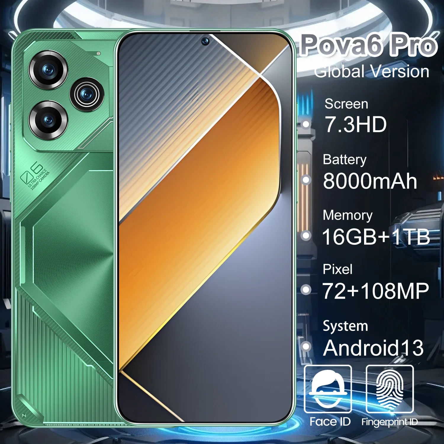 Global Version Pova 6 Pro Smart Android Phone 5G Snapdeagon8 Gen3 7.3 Inch HD Screen 108MP Camera Android14 Unlock Phone NFC
Global Version Pova 6 Pro Smart Android Phone 5G Snapdeagon8 Gen3 7.3 Inch HD Screen 108MP Camera Android14 Unlock Phone NFC