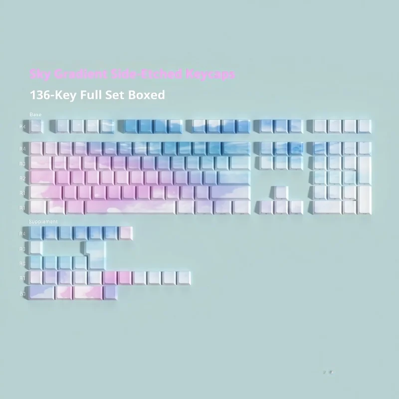 Jcm небесный градиентный колпачок для клавиш спереди с гравировкой по бокам, полупрозрачный набор ключей 130/136, высота вишни, материал PBT, индивидуальный 
Jcm небесный градиентный колпачок для клавиш спереди с гравировкой по бокам, полупрозрачный набор ключей 130/136, высота вишни, материал PBT, индивидуальный