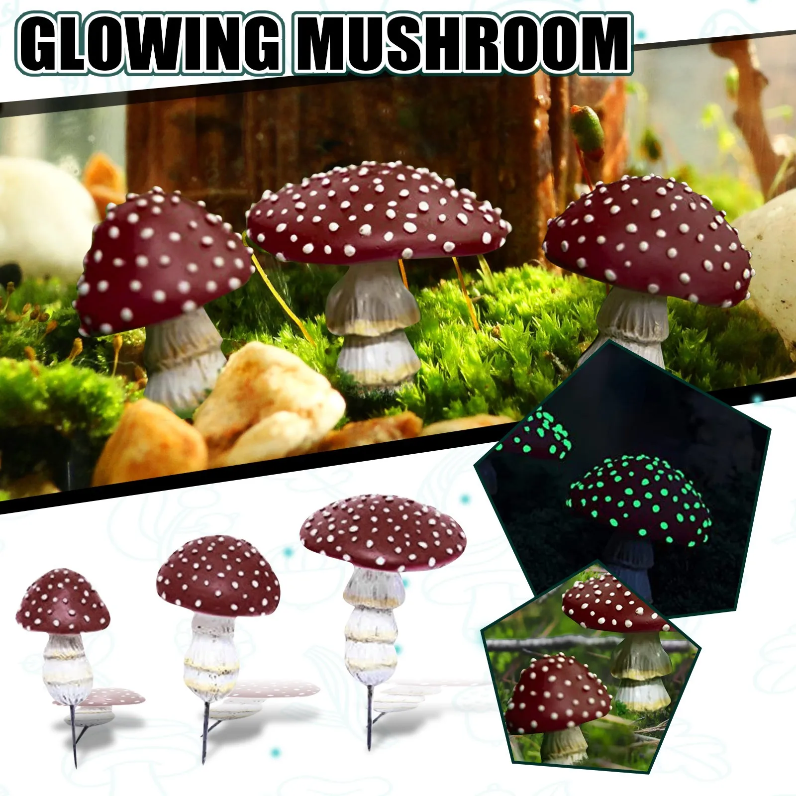 Night Glow Red Mushroom Micro Landscape Patio Ornament, Glow In The Dark Garden Decoration Accessories, Micro Garden Statue
Night Glow Red Mushroom Micro Landscape Patio Ornament, Glow In The Dark Garden Decoration Accessories, Micro Garden Statue