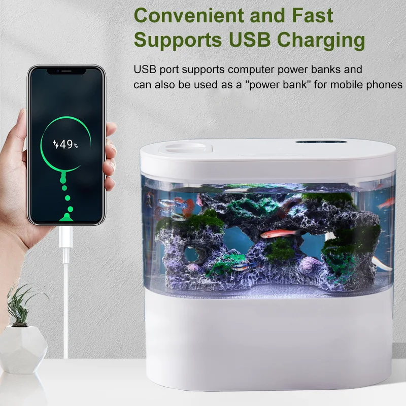 Desktop Creative Mini Aquarium Fish Tank with Biochemical Filtration System LED Light Betta Fish Ecological Water Cycle
Desktop Creative Mini Aquarium Fish Tank with Biochemical Filtration System LED Light Betta Fish Ecological Water Cycle