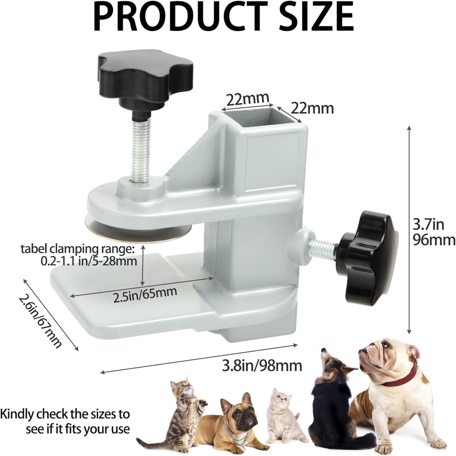 Adjustable Heavy Duty Plastic Pet Hair Cut Holder with Inner Dia 22 * 22mm Clamp Fixture Fixation for Dog Grooming Table Arms Cl
Adjustable Heavy Duty Plastic Pet Hair Cut Holder with Inner Dia 22 * 22mm Clamp Fixture Fixation for Dog Grooming Table Arms Cl