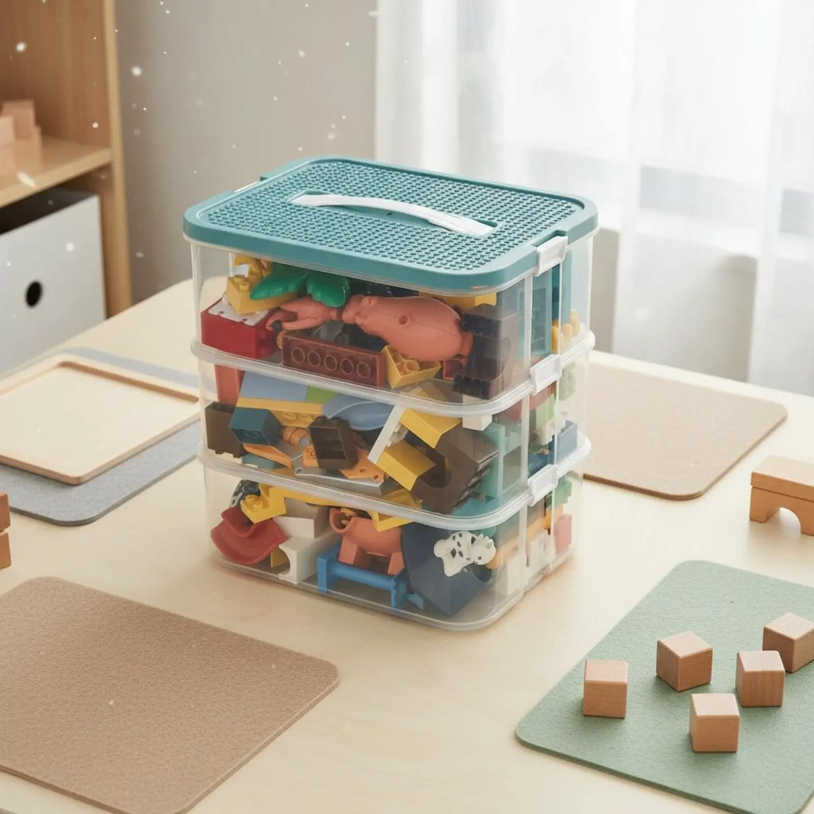 Double Layer Brick Storage Box Easy to Sort Brick Storage Box Building Block Organizer Bin Portable Handle for Children
Double Layer Brick Storage Box Easy to Sort Brick Storage Box Building Block Organizer Bin Portable Handle for Children