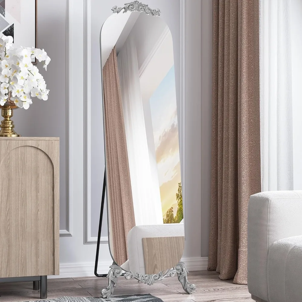 Gothic Vintage Elegant Frameless Carved Full Length Arched Mirror with Stand, 61.5"H x 20"W Large Wall Mirror, Silver Modern Dec
Gothic Vintage Elegant Frameless Carved Full Length Arched Mirror with Stand, 61.5"H x 20"W Large Wall Mirror, Silver Modern Dec