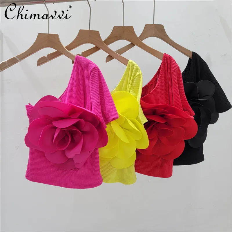 Hot Girl 3D Large Flower Diagonal Collar T-shirt 2024 Summer New Fashion Outdoor Slim-fit Temperament Lady Versatile Tees Top
Hot Girl 3D Large Flower Diagonal Collar T-shirt 2024 Summer New Fashion Outdoor Slim-fit Temperament Lady Versatile Tees Top