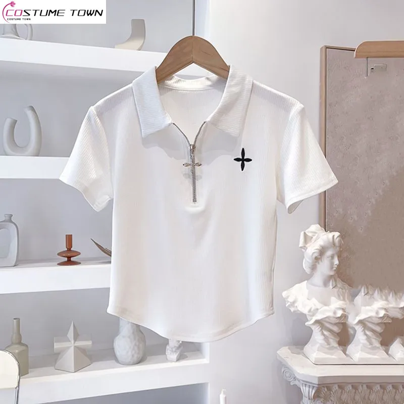 Pure Cotton Polo Neck T-shirt 2024 New Summer Short Sleeved T-shirt for Women Slim Fit Short Spicy Girl T-shirt for Women
Pure Cotton Polo Neck T-shirt 2024 New Summer Short Sleeved T-shirt for Women Slim Fit Short Spicy Girl T-shirt for Women