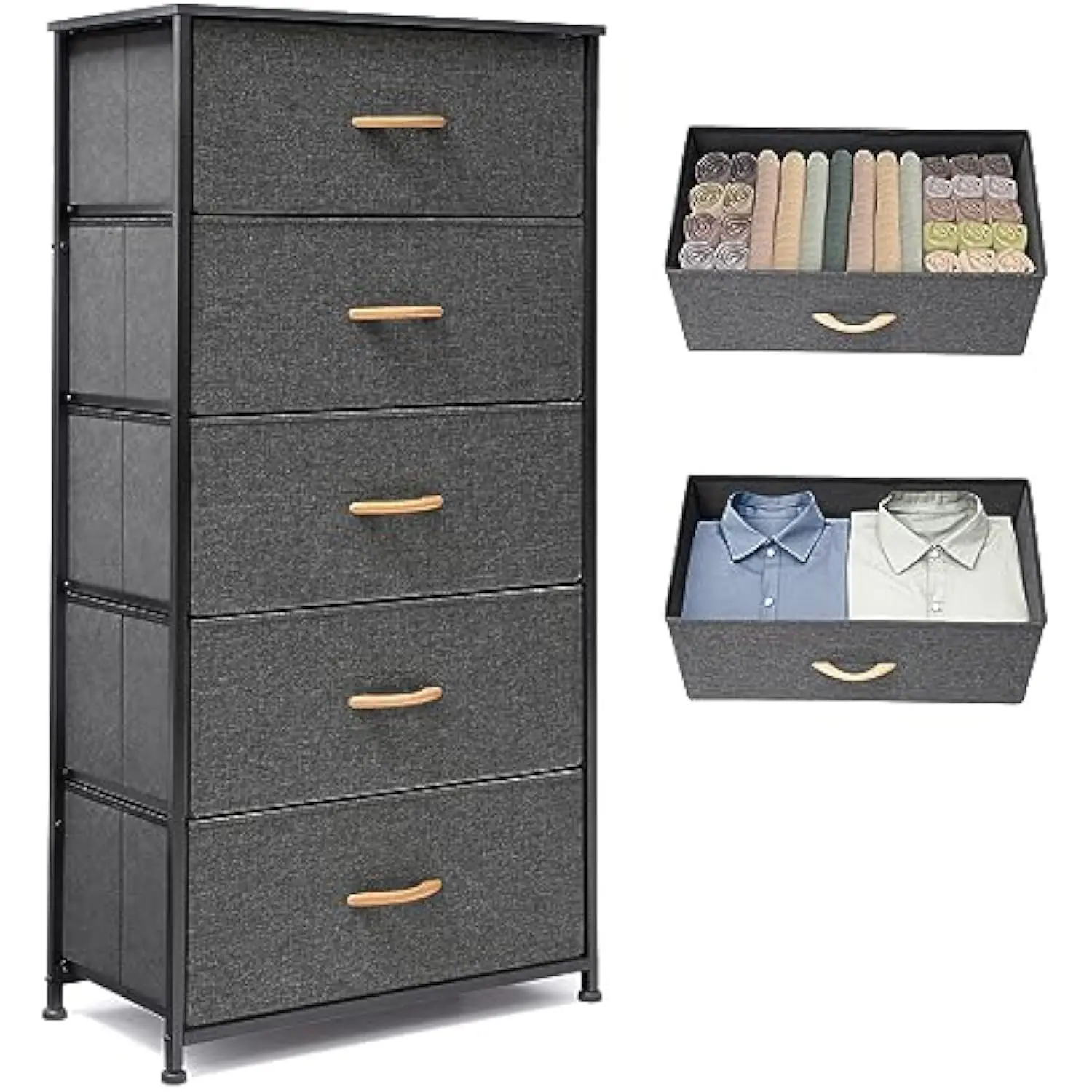 Fabric Dresser for Bedroom, Tall Skinny Dresser with 5 Wide Drawers, Storage Organizer Tower, Steel Frame Wooden Top for Closet
Fabric Dresser for Bedroom, Tall Skinny Dresser with 5 Wide Drawers, Storage Organizer Tower, Steel Frame Wooden Top for Closet