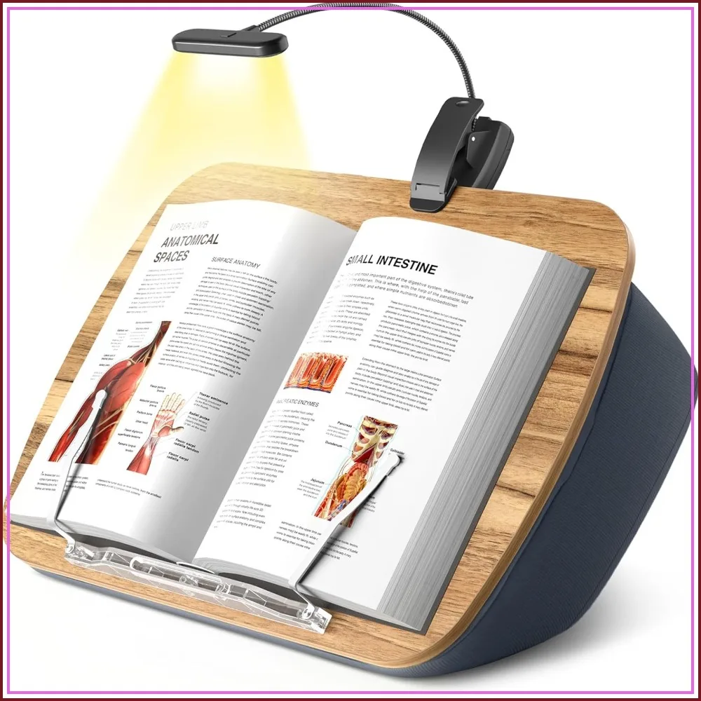 Hands Free Book Pillow Stand with 6500K Reading Light, Comfortable Lap Book Rest for Reading in Bed, Sofa, Wooden Book Holder for Book Lovers, AAA Battery Required
Hands Free Book Pillow Stand with 6500K Reading Light, Comfortable Lap Book Rest for Reading in Bed, Sofa, Wooden Book Holder for Book Lovers, AAA Battery Required