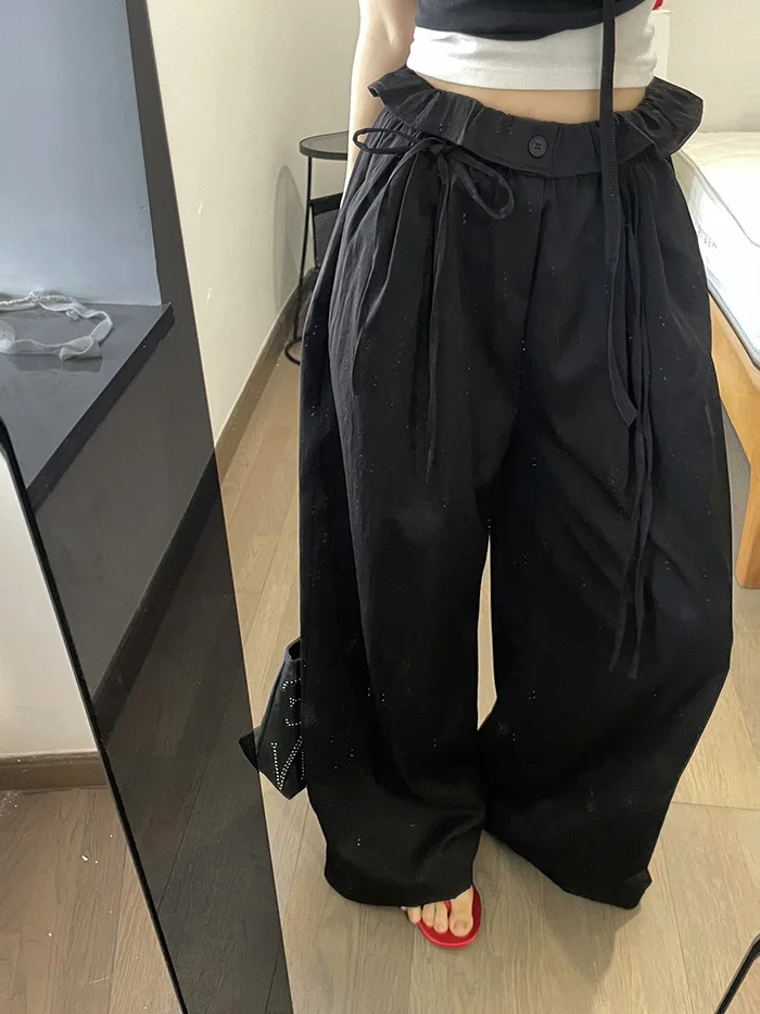 Black Wide Leg Casual Pants Women's Loose Straight Floor-Length Trousers Summer New Style Korean Style High Waist Commute
Black Wide Leg Casual Pants Women's Loose Straight Floor-Length Trousers Summer New Style Korean Style High Waist Commute