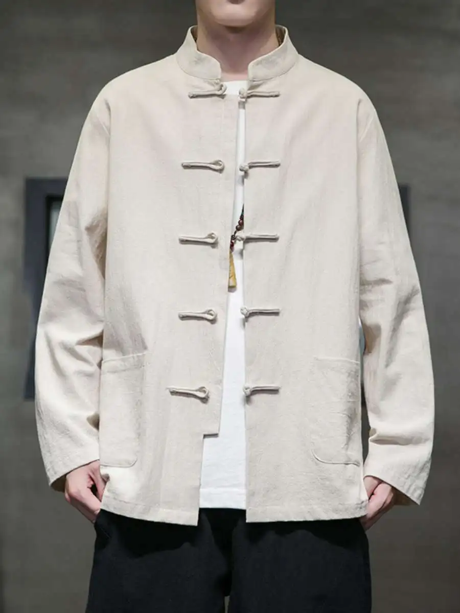 New Chinese Sle Men's Long Sve irt Linen Button Youth Large Size Cotton Zhongan Suit Traditional Ethnic Faion
New Chinese Sle Men's Long Sve irt Linen Button Youth Large Size Cotton Zhongan Suit Traditional Ethnic Faion