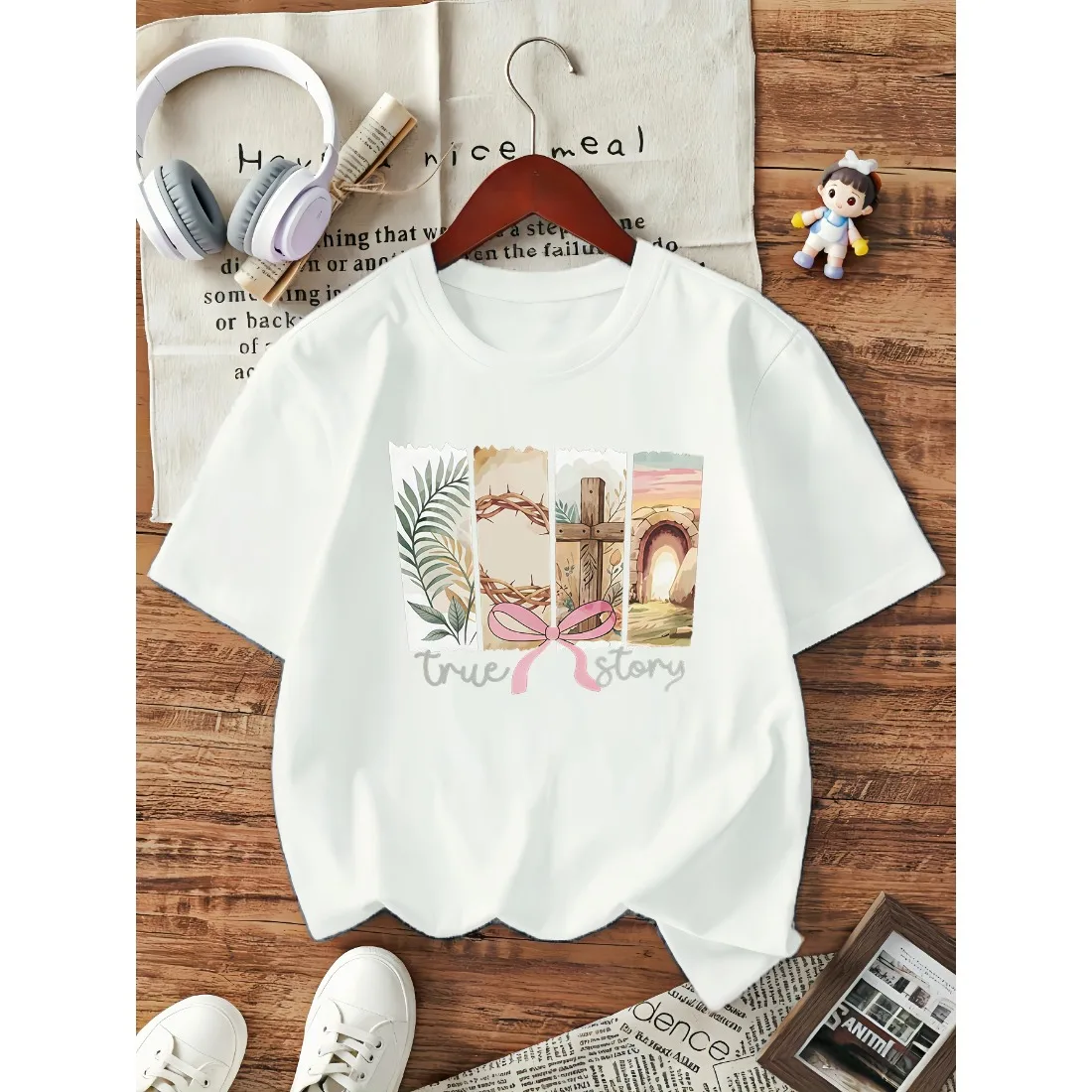 Children's T-shirt Soft Skin Friendly Breathable Loose and Comfortable Casual Cross and Palm Leaf Pattern Short Sleeved Shirt
Children's T-shirt Soft Skin Friendly Breathable Loose and Comfortable Casual Cross and Palm Leaf Pattern Short Sleeved Shirt