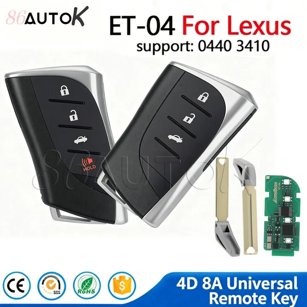 86AUTOK - 4D 8A ET-04 Smart Key Fob For Lexus LC LS500 LS500H UX ES300H ES200 EoneBoss Universal Remote Car Key 3/4 Buttons Key
86AUTOK - 4D 8A ET-04 Smart Key Fob For Lexus LC LS500 LS500H UX ES300H ES200 EoneBoss Universal Remote Car Key 3/4 Buttons Key
