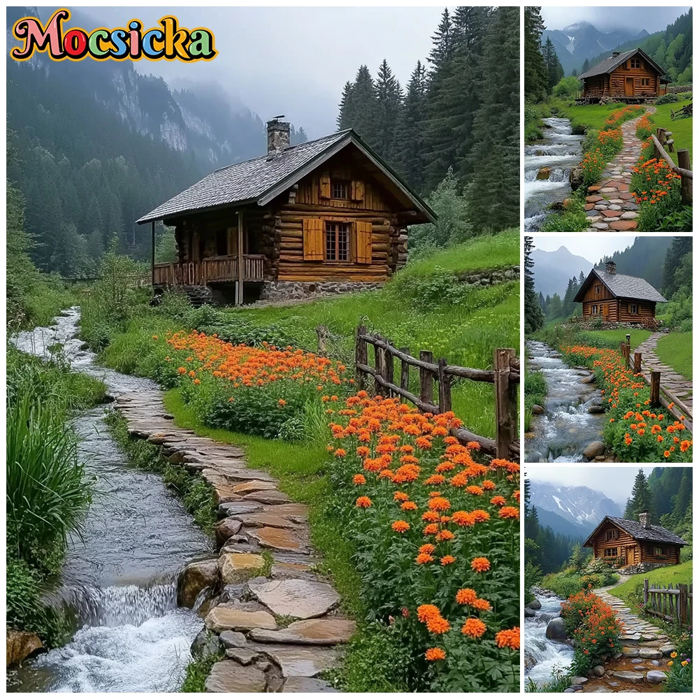Mocsicka Rustic Mountain Cabin Photography Backdrop House Stream Flowers Landscape Background Nature Party Family Kid Photoshoot
Mocsicka Rustic Mountain Cabin Photography Backdrop House Stream Flowers Landscape Background Nature Party Family Kid Photoshoot