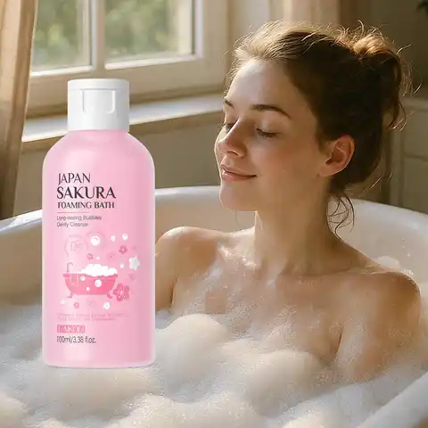 LAIKOU Sakura Köpük Banyosu Nazik Temizleyici Yumuşak Pürüzsüz 100ml Japonya Banyo Ürünü