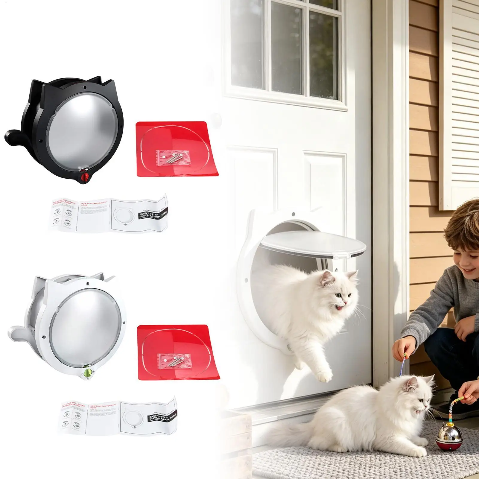 Pet Door 4 Locking Modes Weather-Resistant 12.2inx10.2in Cat Flap Indoor For Puppy Kitten Wall Kitchen Living Room Bedroom
Pet Door 4 Locking Modes Weather-Resistant 12.2inx10.2in Cat Flap Indoor For Puppy Kitten Wall Kitchen Living Room Bedroom