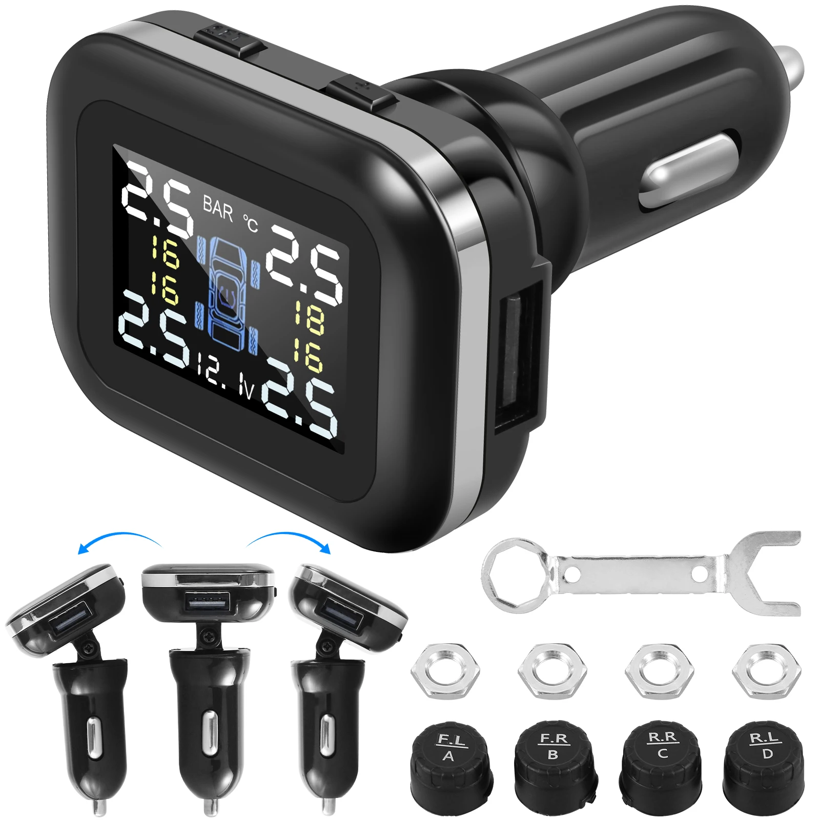 Система контроля давления в шинах TPMS Беспроводная система контроля давления в шинах в режиме реального времени с 4 внешними датчиками и 6 режимами сигнализации
Система контроля давления в шинах TPMS Беспроводная система контроля давления в шинах в режиме реального времени с 4 внешними датчиками и 6 режимами сигнализации