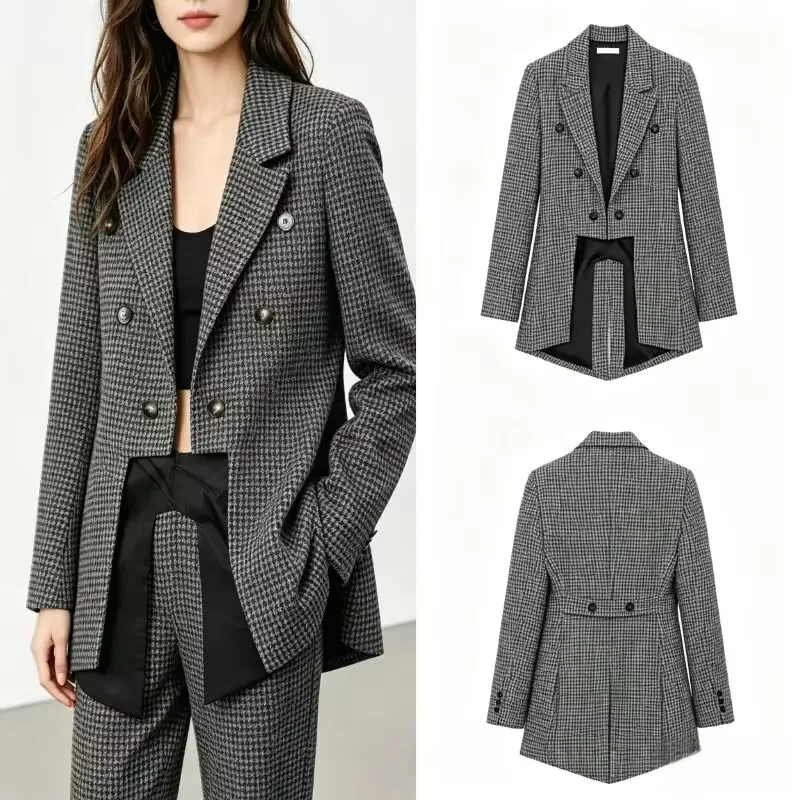 Fashion Plaid Suit Jacket Women's 2026 Double Breasted Blazer Long Sleeve Classic Office Work Coat Jacket for Female
Fashion Plaid Suit Jacket Women's 2026 Double Breasted Blazer Long Sleeve Classic Office Work Coat Jacket for Female