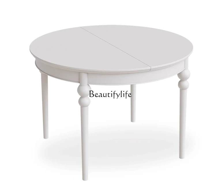 French cream style solid wood white retractable dining table folding small apartment household dining table
French cream style solid wood white retractable dining table folding small apartment household dining table
