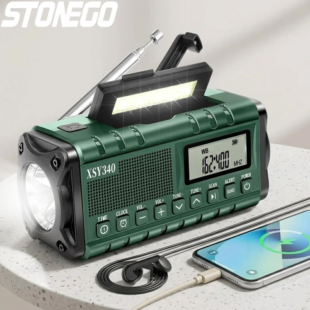 Portable Solar Emergency Radio with NOAA Weather Alert FM AM LED Flashlight Type C Charger 10000mAh SOS Alarm
Portable Solar Emergency Radio with NOAA Weather Alert FM AM LED Flashlight Type C Charger 10000mAh SOS Alarm