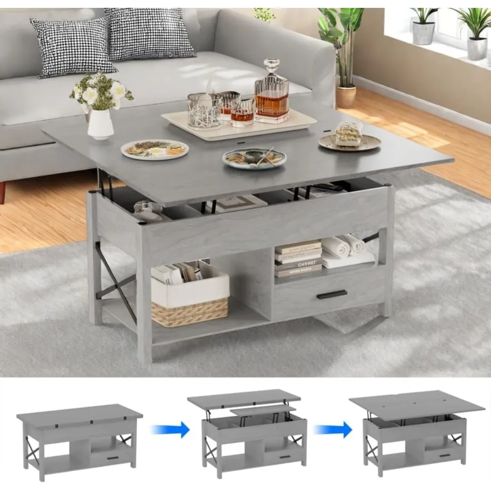 Lift Top Coffee Table with Storage, Grey Lift Top Coffee Table with Drawers&Hidden Compartment, Multi-Functional Center Table, C
Lift Top Coffee Table with Storage, Grey Lift Top Coffee Table with Drawers&Hidden Compartment, Multi-Functional Center Table, C