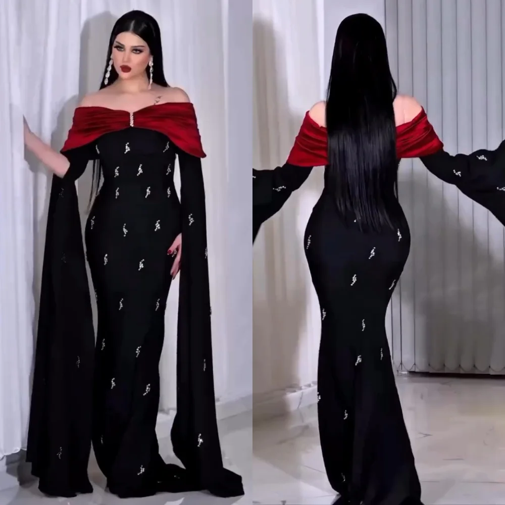 Джерси по индивидуальному заказу со стразами, темперамент, русалка, с открытыми плечами, длиной до пола, на заказ, для случая, женская вечерняя вечеринка, блестящие