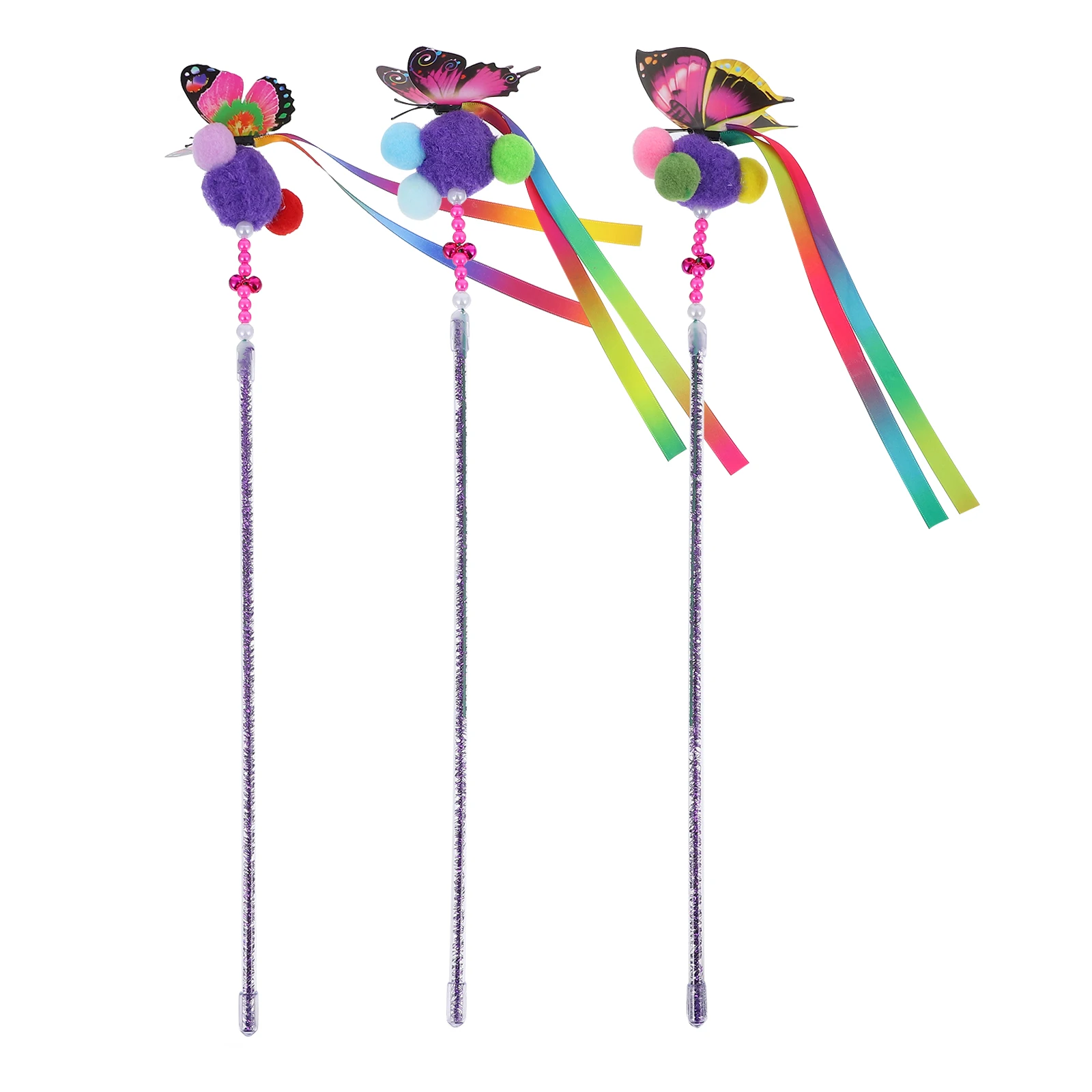 3pcs Colorful Tassels Cat Teaser Sticks Kitten Interactive Toys Wand Pet Supplies Plastic Shape
3pcs Colorful Tassels Cat Teaser Sticks Kitten Interactive Toys Wand Pet Supplies Plastic Shape