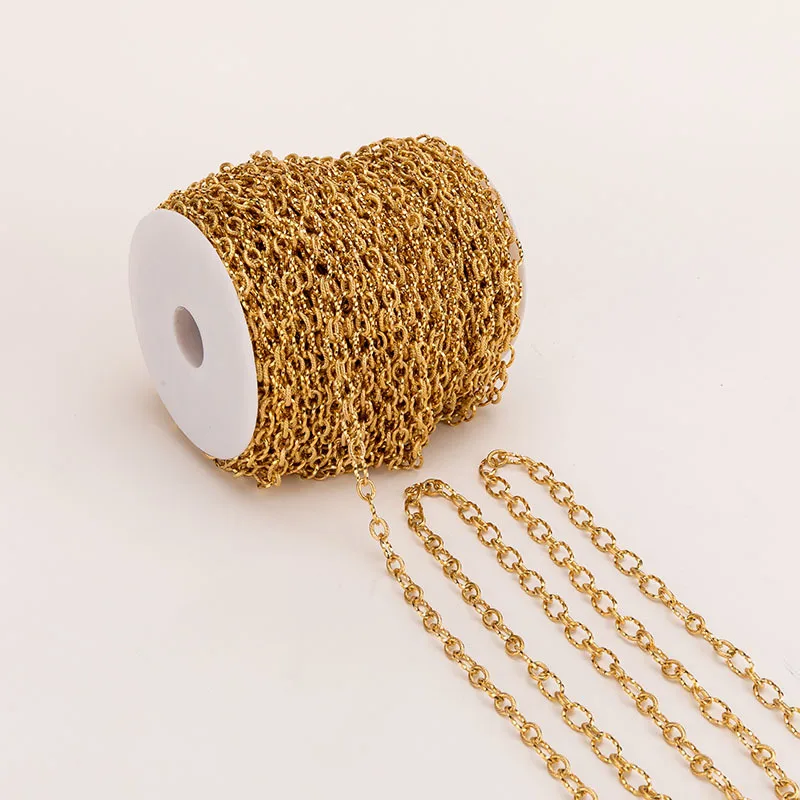 1 Meter Stainless Steel Gold Color Twists Chain Rolo Cable Bulk Chains for Jewelry Making DIY Link Necklace Bracelet Accessories
1 Meter Stainless Steel Gold Color Twists Chain Rolo Cable Bulk Chains for Jewelry Making DIY Link Necklace Bracelet Accessories