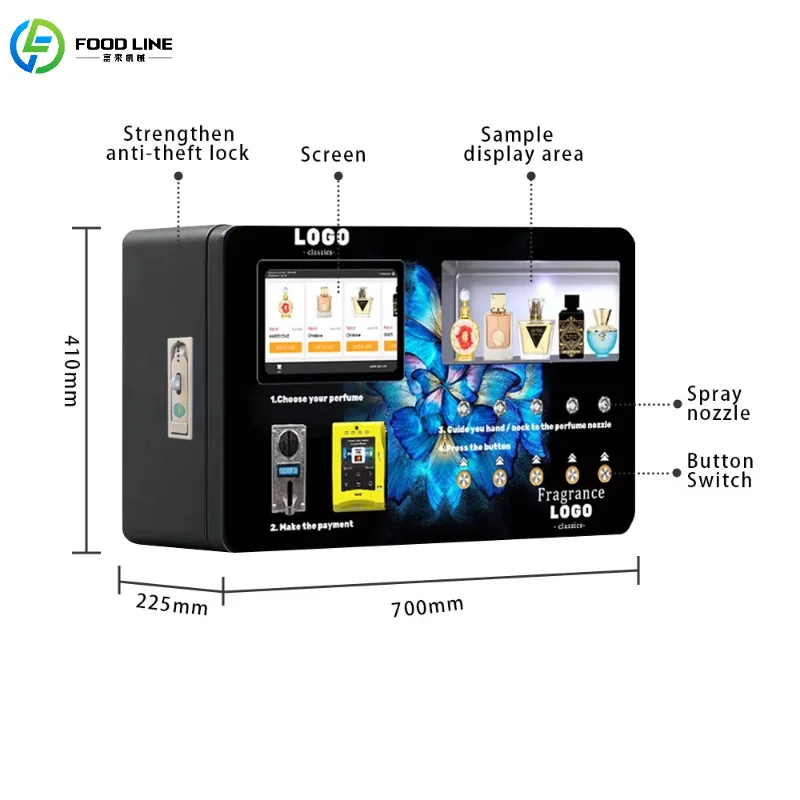Customized Smart Vending Machine Perfume Splash Touch Screen Credit Card Cash Payment Perfume Spraying Vending Machines
Customized Smart Vending Machine Perfume Splash Touch Screen Credit Card Cash Payment Perfume Spraying Vending Machines