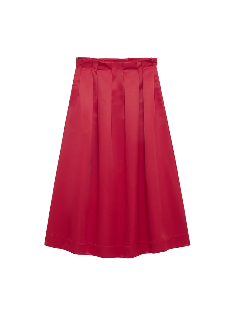 SIYANG Women Fashion Red Pleated Side Zipper A-Line Midi Skirt Vintage High Waist Female Chic Lady Skirts
SIYANG Women Fashion Red Pleated Side Zipper A-Line Midi Skirt Vintage High Waist Female Chic Lady Skirts
