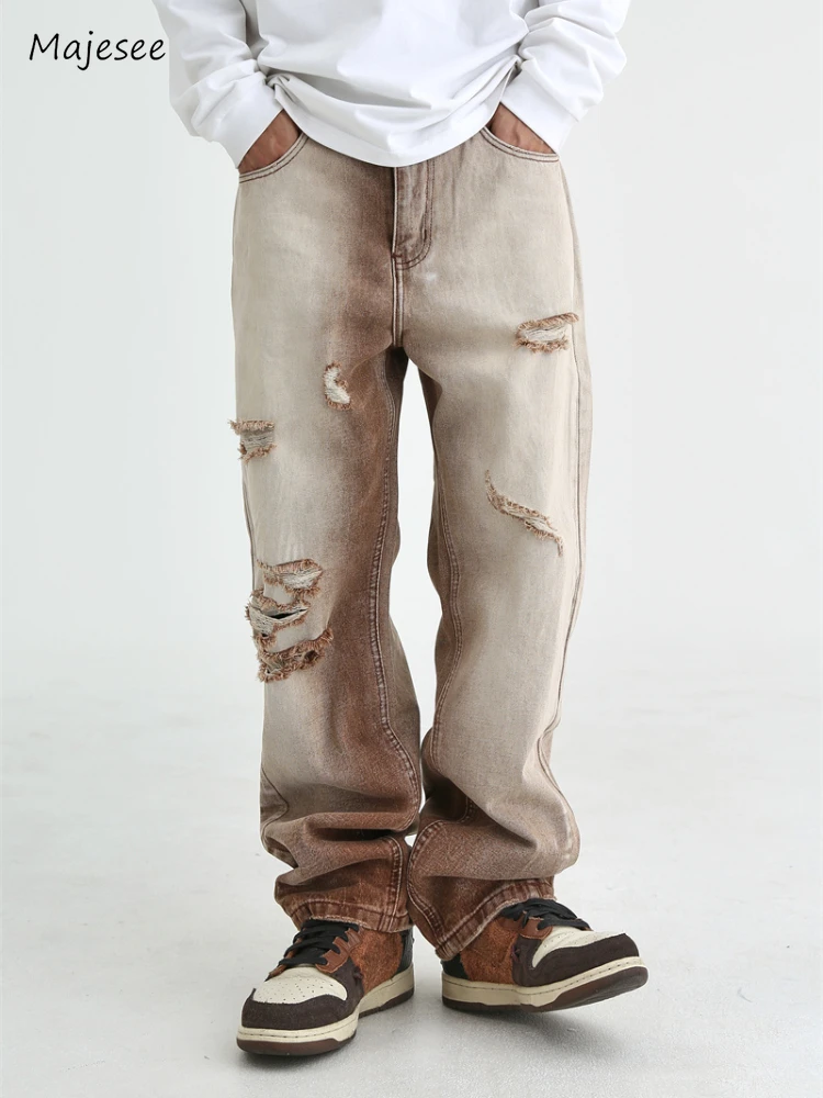 Mens Jeans Retro Trendy High Street Spring Summer Hole Gradient Color Baggy American Style Male Breathable Denim Trousers Simple
Mens Jeans Retro Trendy High Street Spring Summer Hole Gradient Color Baggy American Style Male Breathable Denim Trousers Simple
