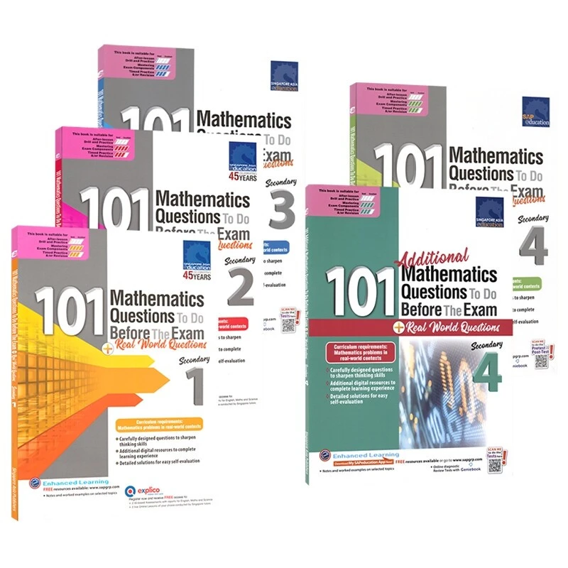 SAP 101 Mathematics Questions To Do Before The Exam + Real World Questions Secondary (Singapore Secondary Mathematics Workbook)
SAP 101 Mathematics Questions To Do Before The Exam + Real World Questions Secondary (Singapore Secondary Mathematics Workbook)
