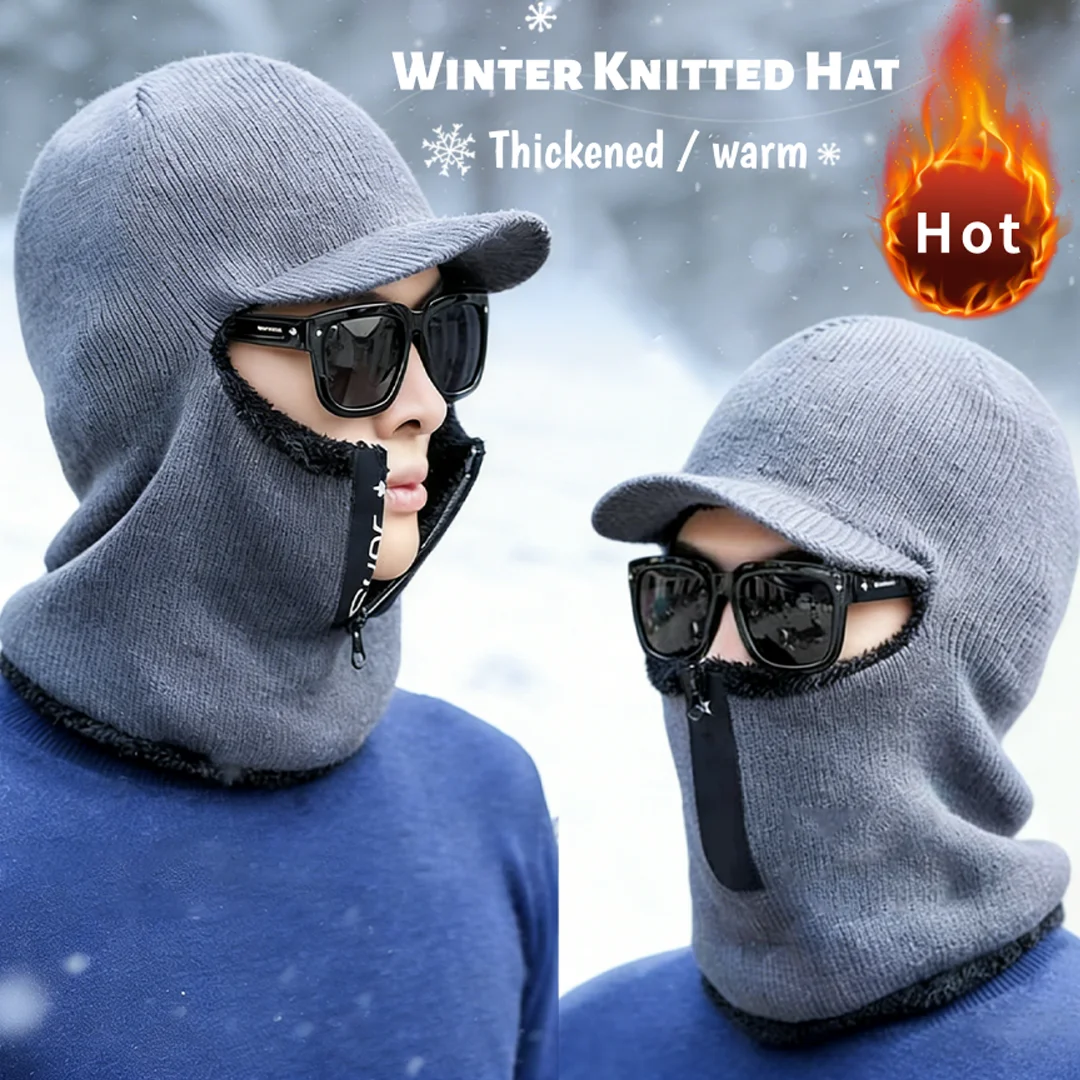 Winter Warm Knit Hat with Zipper Thickened Thermal Wool Hat Unisex Outdoor Skiing Hiking Cycling Neck Ear Protect Balaclava Cap
Winter Warm Knit Hat with Zipper Thickened Thermal Wool Hat Unisex Outdoor Skiing Hiking Cycling Neck Ear Protect Balaclava Cap