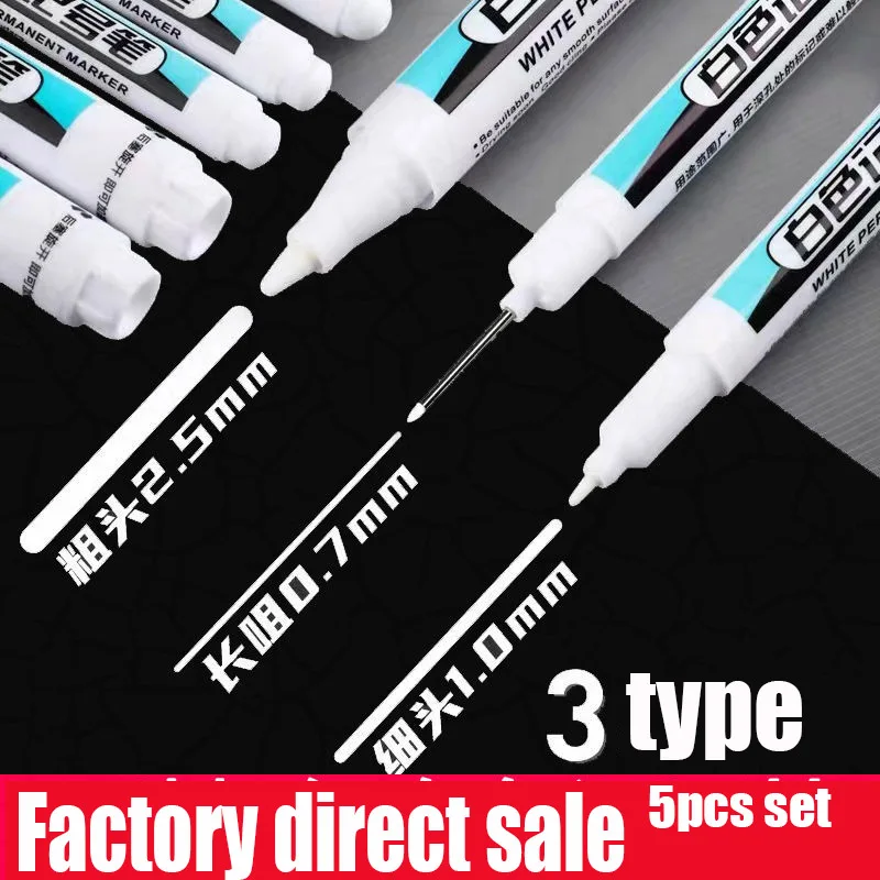 3/5pcs 20mm Long Head Markers Pen Oily White Marker Pen Graffiti Pens Waterproof Metal Permanent Leather Goods Woodworking Use
3/5pcs 20mm Long Head Markers Pen Oily White Marker Pen Graffiti Pens Waterproof Metal Permanent Leather Goods Woodworking Use