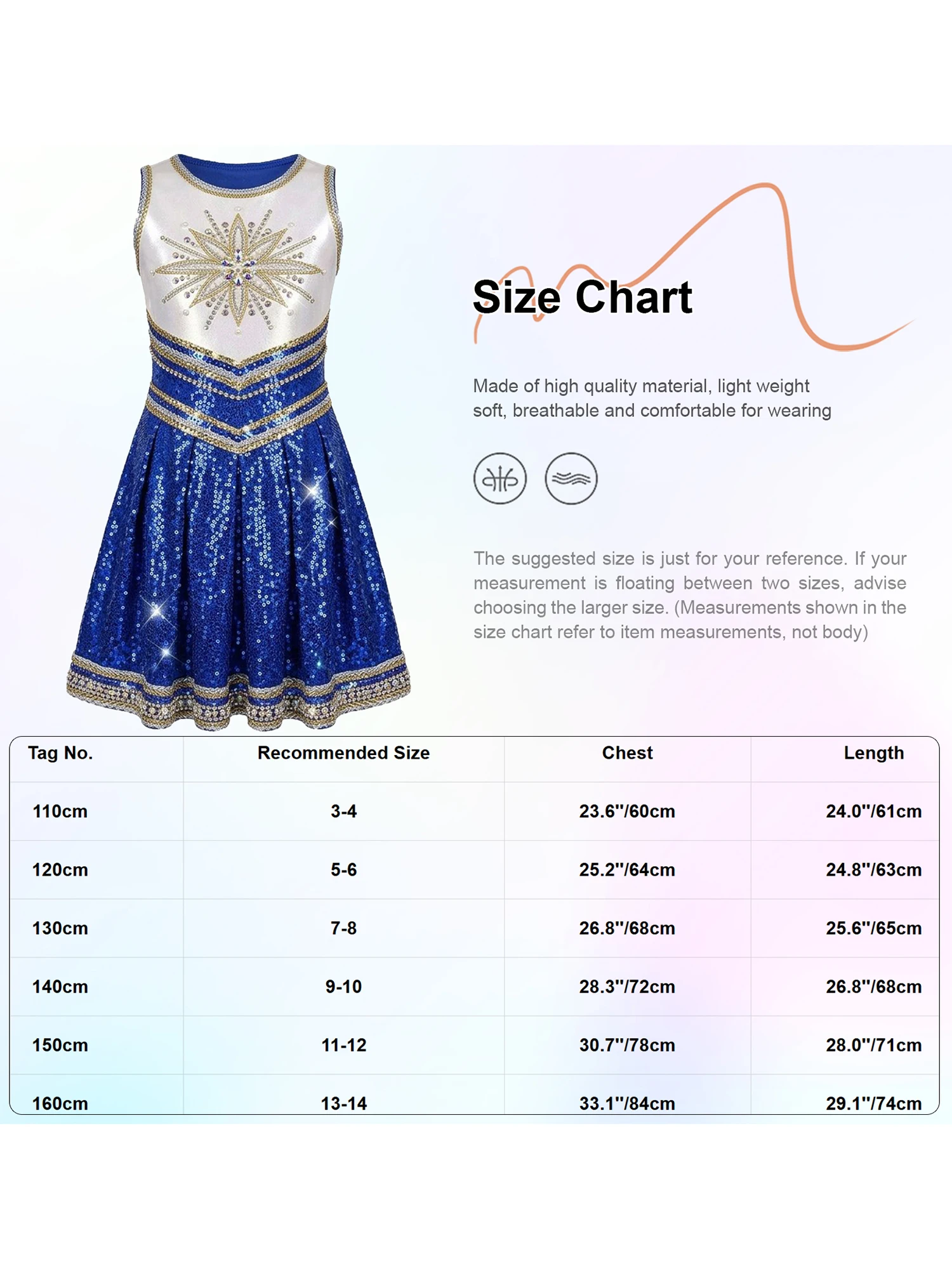 Girls Sparkly Sequins Cheerleading Dress Sleeveless Round Neck A Line Ruffle Hem for Cheer Dance Stage Performance
Girls Sparkly Sequins Cheerleading Dress Sleeveless Round Neck A Line Ruffle Hem for Cheer Dance Stage Performance