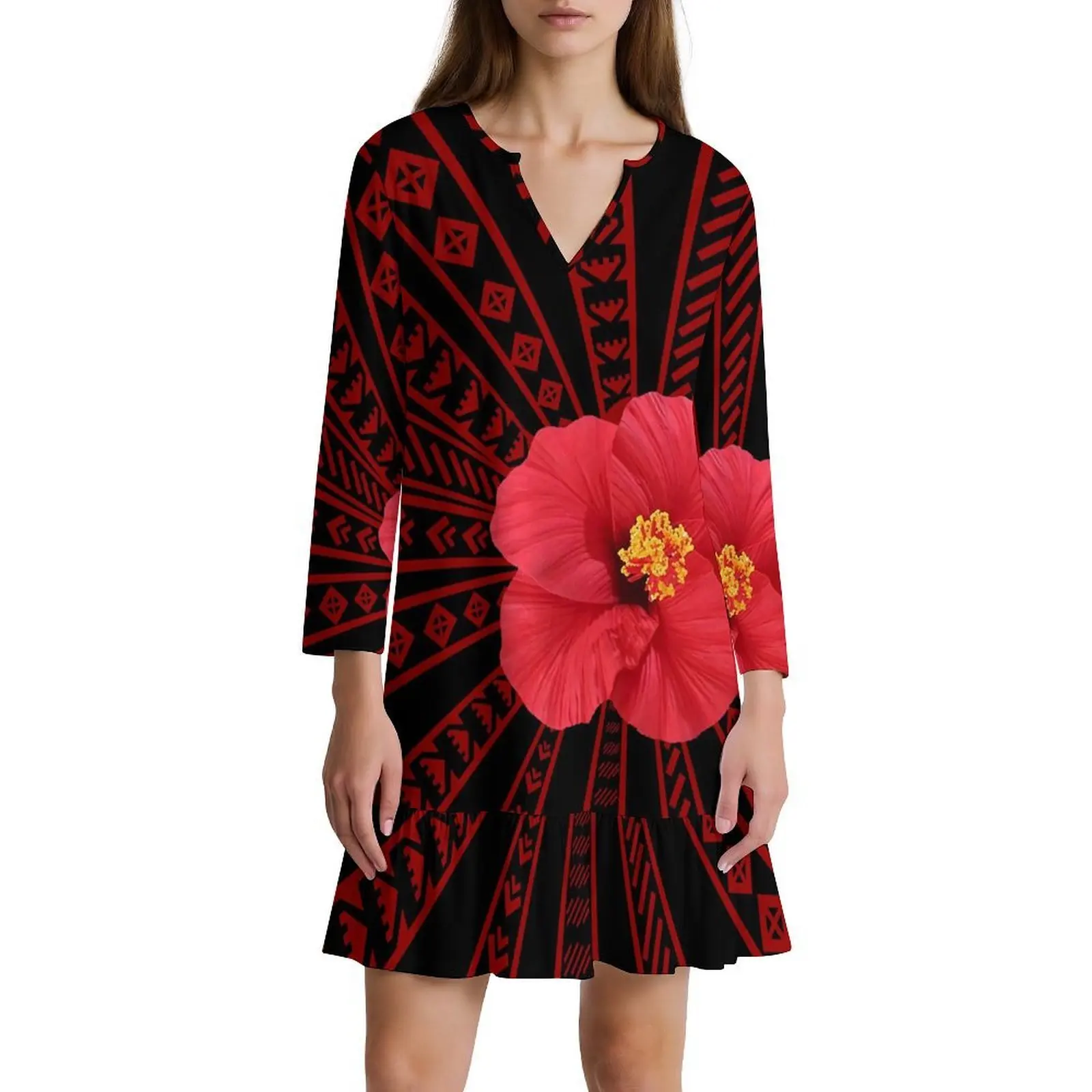 Customizable Polynesian Long Sleeve V Neck Ruffle Dress Garden Brunch Island Breeze Effortless Chic Statement
Customizable Polynesian Long Sleeve V Neck Ruffle Dress Garden Brunch Island Breeze Effortless Chic Statement